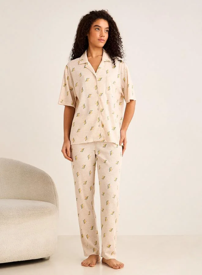 Splash FAV Pyjama Set Button-Down Shirt & Pants